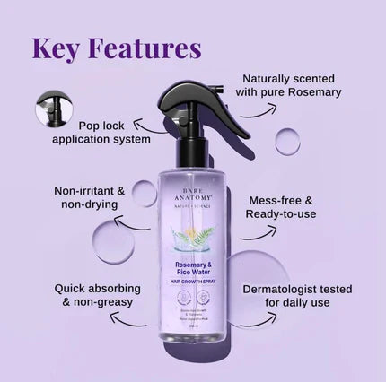 Bare Anatomy Rosemary & Rice Water Hair Growth Spray (200ml)
