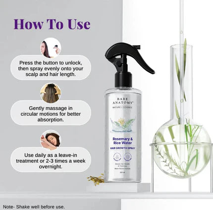 Bare Anatomy Rosemary & Rice Water Hair Growth Spray (200ml)